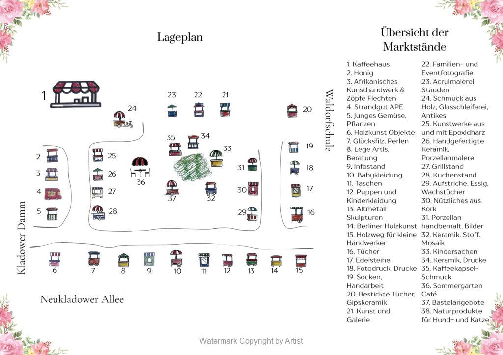 Lageplan der Stände auf dem 2. Kladower Frühlingsmarkt