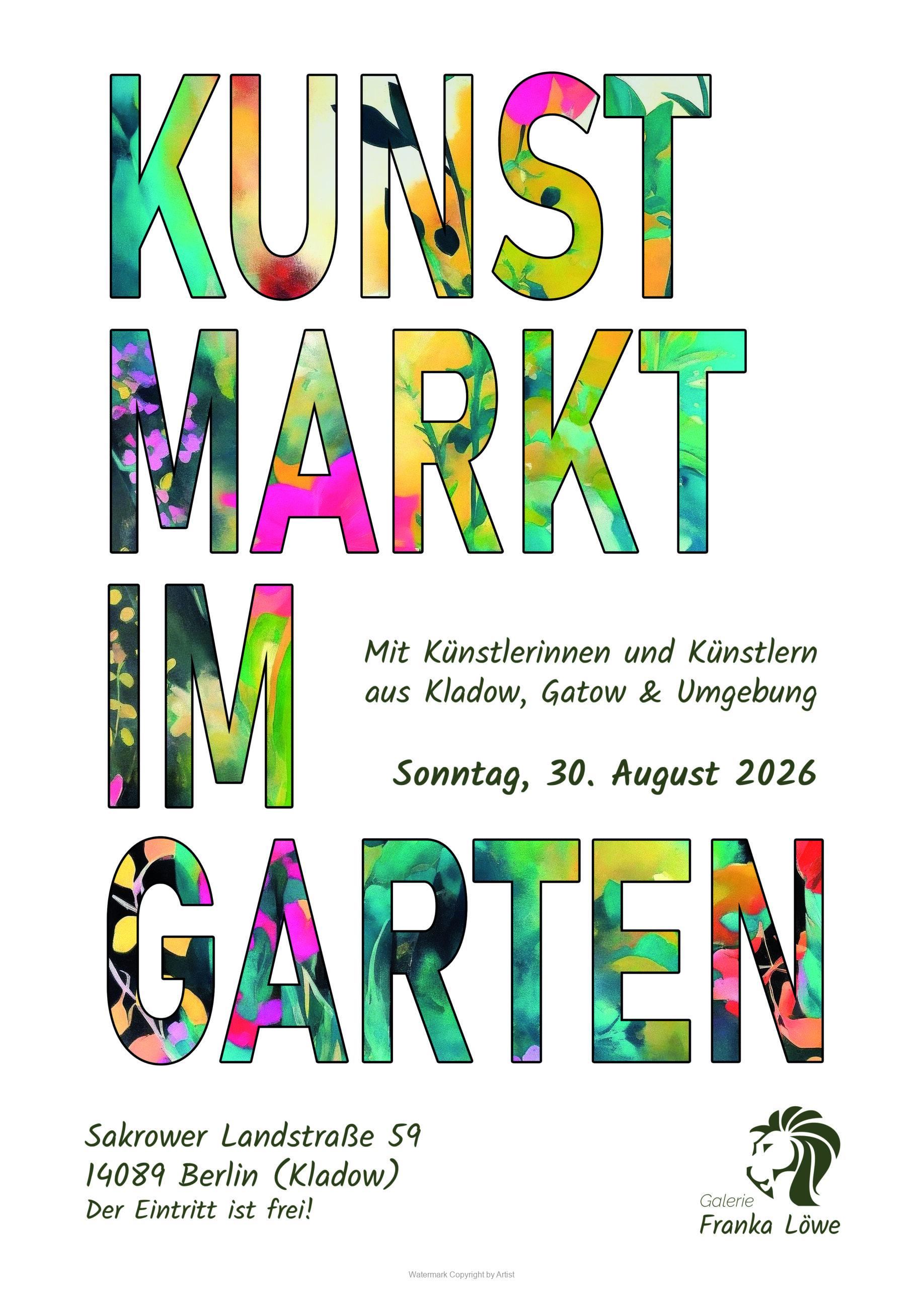 3. Kunstmarkt im Garten am 30.08.26 Einladungspostkarte
